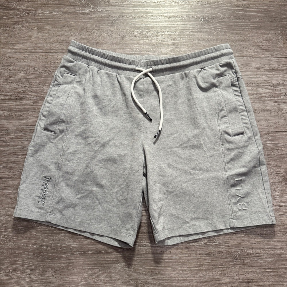 BYLT Shorts Men M Gray Viscose Nylon Jogger Athleisure Elastic Waist Drawstring